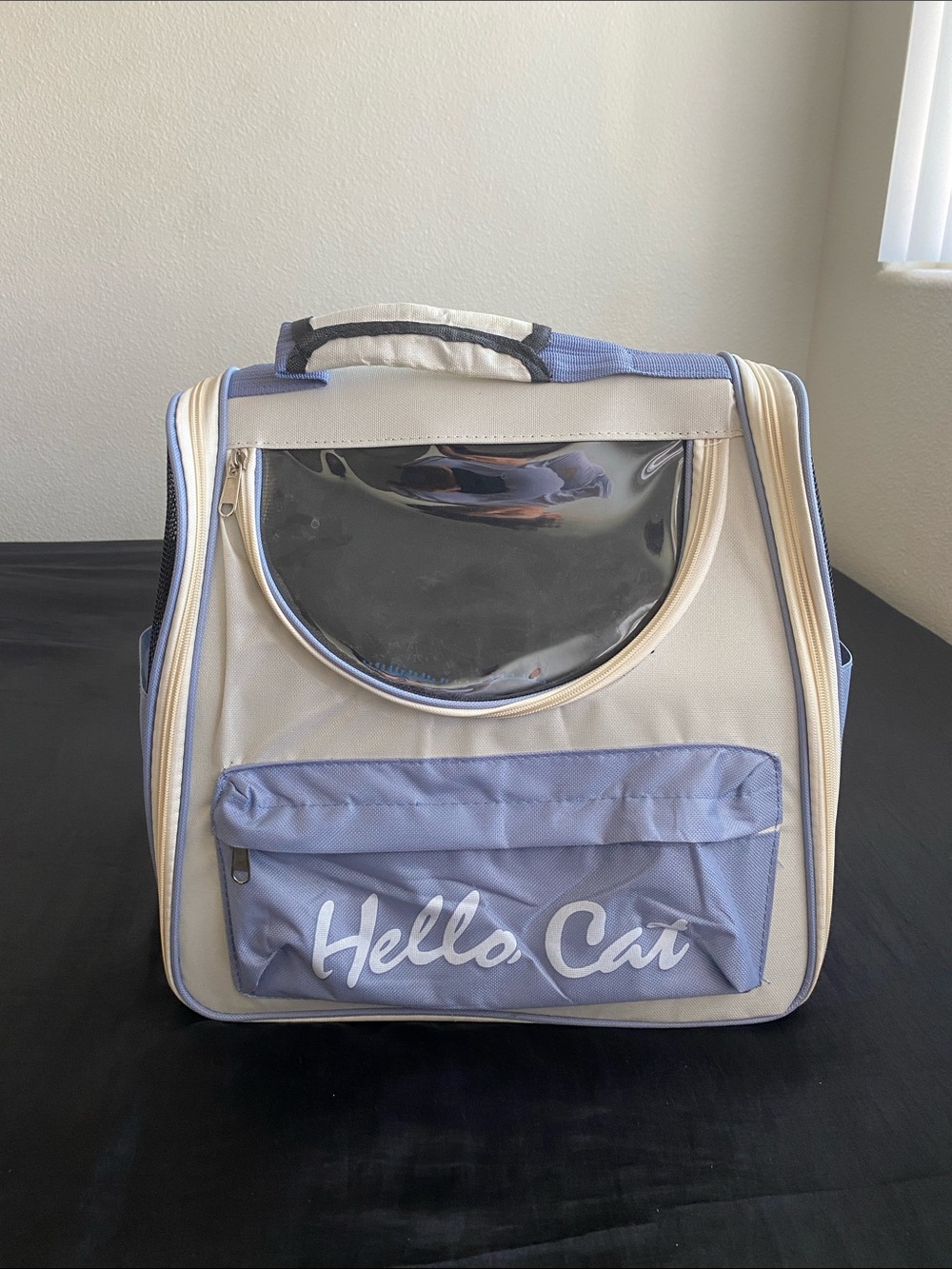 Portable Pet Carrier - Light Blue & Cream bundle